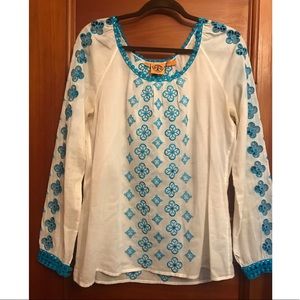 Tory Burch Embroidered Gauze Blouse